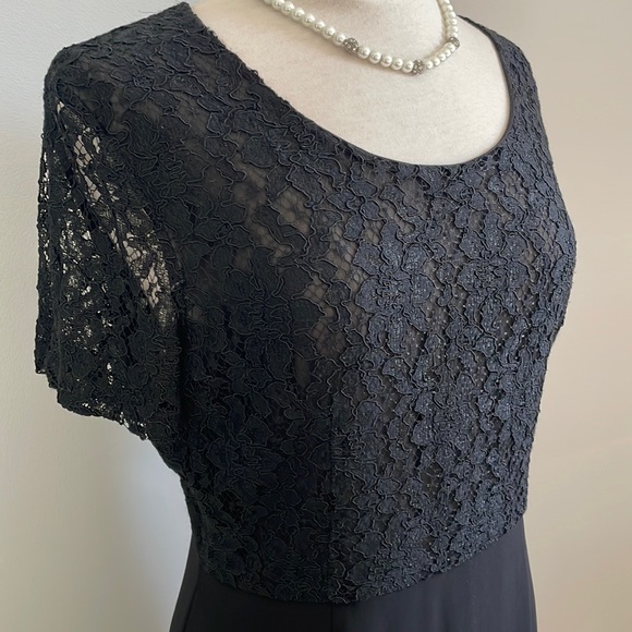 🇭🇰 Vintage Part Two Black Chiffon & Lace Midi Dress, Size 10 - Picture 11 of 12